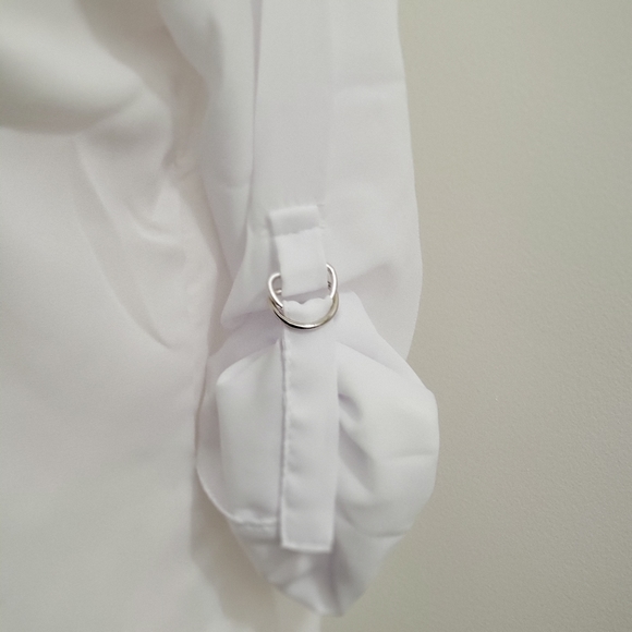3 for $20 White chiffon roll up sleeves top - Picture 2 of 3